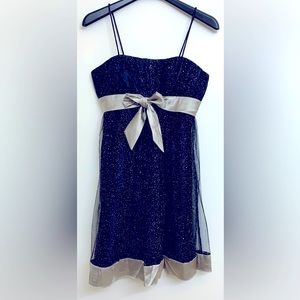 Black and silver glitter tule layered spaghetti strap dress size medium